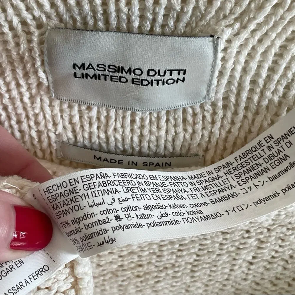 Massimo Dutti Cream Knit Open Neck Sweater